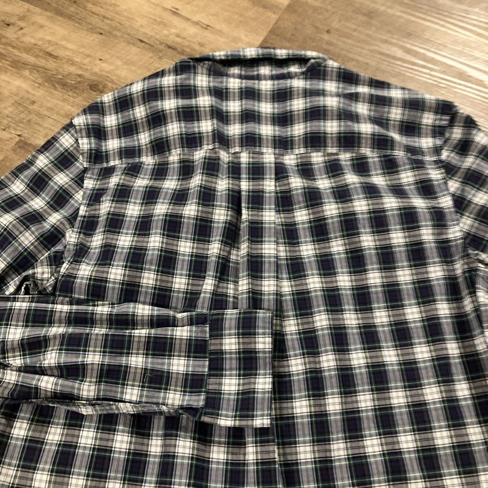 Ralph Lauren Kids XL 18-20 Plaid Button Down Shirt Navy Green White Cotton - Picture 9 of 9